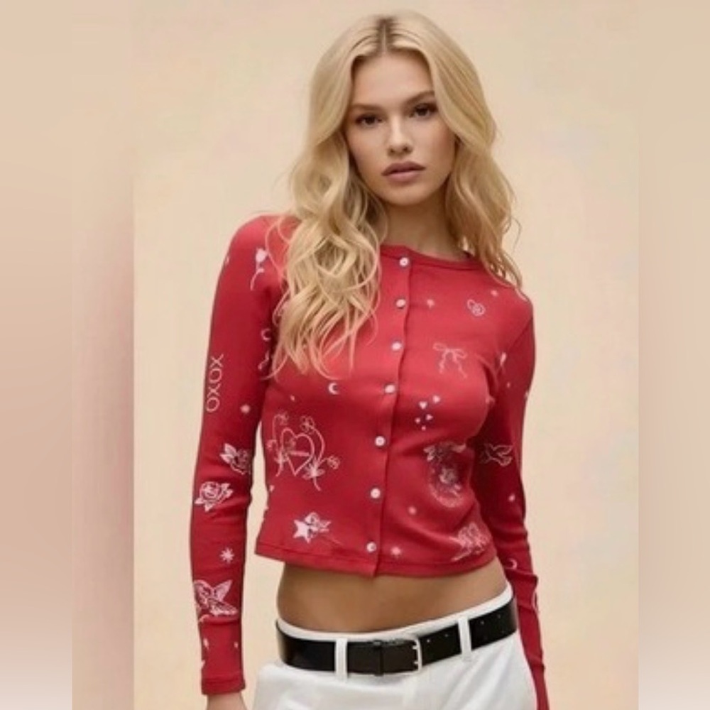 Daydreamer my Valentine ribbed cardigan M